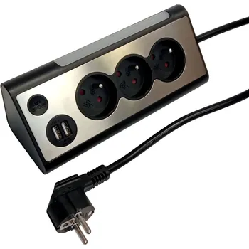 Napájecí kabel Prodlužovací kabel, 1,4 m, 3 zásuvky + 2 USB, bílý 34101