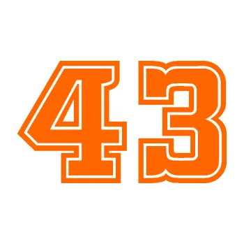 Polep vozidla Startovní číslo 43 typ 5 (73 - Fluorescentní oranžová) SAMOLEPKA NA AUTO, NÁLEPKA, FÓLIE, POLEP, TUNING, VLASTNÍ TEXT, TISK, AUTOSAMOLEPKY.cz, POLEPY, OBRÁZEK, LOGO, 3D STICKERS