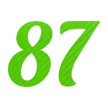 Polep vozidla Startovní číslo 87 typ 3 (58 - 3D karbon zelený kawasaki) SAMOLEPKA NA AUTO, NÁLEPKA, FÓLIE, POLEP, TUNING, VLASTNÍ TEXT, TISK, AUTOSAMOLEPKY.cz, POLEPY, OBRÁZEK, LOGO, 3D STICKERS