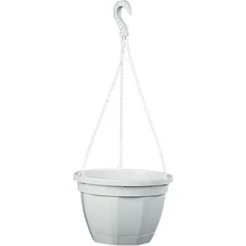 Květináč NG 67625bí Květník závěsný OCTO s podmiskou plastový bílý d25x17cm 250x250x170