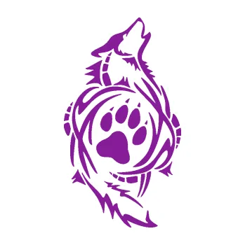 Polep vozidla Vlk 015 pravá s tlapkou (14 - fialová) SAMOLEPKA NA AUTO, NÁLEPKA, FÓLIE, POLEP, TUNING, VLASTNÍ TEXT, TISK, AUTOSAMOLEPKY.cz, POLEPY, OBRÁZEK, LOGO, 3D STICKERS