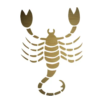 Samolepící dekorace Štír zvěrokruh 004 pravá (64 - škrábaný kov zlatý) SAMOLEPKA NA AUTO, NÁLEPKA, FÓLIE, POLEP, TUNING, VLASTNÍ TEXT, TISK, AUTOSAMOLEPKY.cz, POLEPY, OBRÁZEK, LOGO, 3D STICKERS