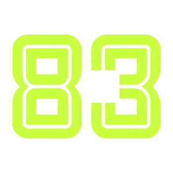 Polep vozidla Startovní číslo 83 typ 7 (27 - limetová) SAMOLEPKA NA AUTO, NÁLEPKA, FÓLIE, POLEP, TUNING, VLASTNÍ TEXT, TISK, AUTOSAMOLEPKY.cz, POLEPY, OBRÁZEK, LOGO, 3D STICKERS