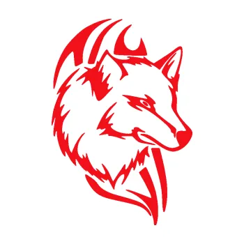 Polep vozidla SAMOLEPKA Vlk 013 pravá (10 - červená) NA AUTO, NÁLEPKA, FÓLIE, POLEP, TUNING, VLASTNÍ TEXT, TISK, AUTOSAMOLEPKY.cz, POLEPY, OBRÁZEK, LOGO, SAMOLEPKY