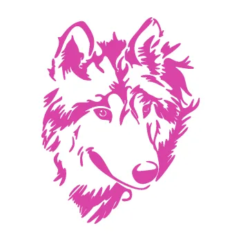 Polep vozidla Vlk 009 pravá hlava (16 - růžová) SAMOLEPKA NA AUTO, NÁLEPKA, FÓLIE, POLEP, TUNING, VLASTNÍ TEXT, TISK, AUTOSAMOLEPKY.cz, POLEPY, OBRÁZEK, LOGO, 3D STICKERS