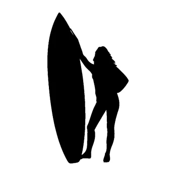 Polep vozidla SAMOLEPKA Surfařka 001 pravá (01 - černá) NA AUTO, NÁLEPKA, FÓLIE, POLEP, TUNING, VLASTNÍ TEXT, TISK, AUTOSAMOLEPKY.cz, POLEPY, OBRÁZEK, LOGO, SAMOLEPKY