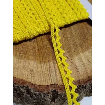 Krajka Bavlněná krajka paličkovaná šíře 9 mm žlutá