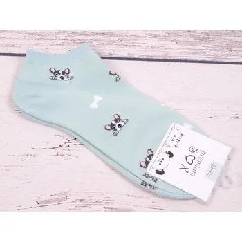 Dámské ponožky CNB BERLIN Ponožky DE 36390 nízké kotníkové zelenkavé s pejsky velikosti ponožek: 26-28 (EUR vel. 39-42)