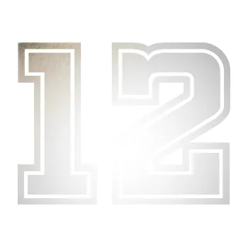 Polep vozidla SAMOLEPKA Startovní číslo 12 typ 5 (82 - odrazková reflexní bílá) NA AUTO, NÁLEPKA, FÓLIE, POLEP, TUNING, VLASTNÍ TEXT, TISK, AUTOSAMOLEPKY.cz, POLEPY, OBRÁZEK, LOGO, SAMOLEPKY