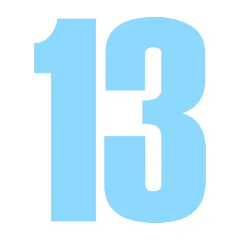 Samolepicí dekorace na vozidlo Startovní číslo 13 typ 2 (03 - světle modrá) SAMOLEPKA NA AUTO, NÁLEPKA, FÓLIE, POLEP, TUNING, VLASTNÍ TEXT, TISK, AUTOSAMOLEPKY.cz, POLEPY, OBRÁZEK, LOGO, 3D STICKERS