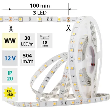 LED páska LED pásek MC LED SMD5050 WW, 30LED/m, 7,2W/m, 504lm/m, IP20, DC 12V, 10mm, 5m