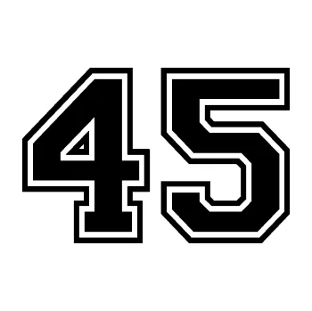 Polep vozidla Startovní číslo 45 typ 4 (01 - černá) SAMOLEPKA NA AUTO, NÁLEPKA, FÓLIE, POLEP, TUNING, VLASTNÍ TEXT, TISK, AUTOSAMOLEPKY.cz, POLEPY, OBRÁZEK, LOGO, 3D STICKERS