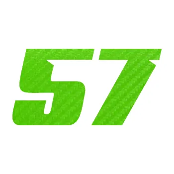 Polep vozidla Startovní číslo 57 typ 6 (58 - 3D karbon zelený kawasaki) SAMOLEPKA NA AUTO, NÁLEPKA, FÓLIE, POLEP, TUNING, VLASTNÍ TEXT, TISK, AUTOSAMOLEPKY.cz, POLEPY, OBRÁZEK, LOGO, 3D STICKERS