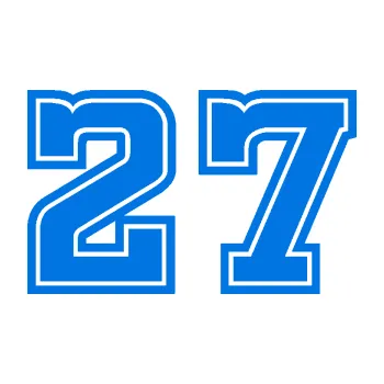 Autodoplněk Samolepka na auto Startovní číslo 27 typ 5 (11 - modrá oceán) NÁLEPKA, FÓLIE, POLEPY, TUNING, VLASTNÍ TEXT, TISK, AUTOSAMOLEPKY.cz, SAMOLEPKY, OBRÁZEK, LOGO, VÝROBA, PRODEJ