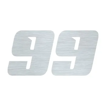 Polep vozidla Startovní číslo 99 typ 6 (61 - škrábaný hliník) SAMOLEPKA NA AUTO, NÁLEPKA, FÓLIE, POLEP, TUNING, VLASTNÍ TEXT, TISK, AUTOSAMOLEPKY.cz, POLEPY, OBRÁZEK, LOGO, 3D STICKERS