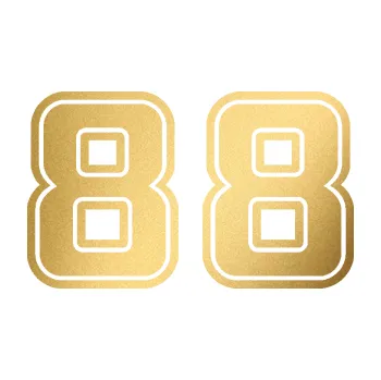Polep vozidla Startovní číslo 88 typ 5 (43 - zlatá metalíza) SAMOLEPKA NA AUTO, NÁLEPKA, FÓLIE, POLEP, TUNING, VLASTNÍ TEXT, TISK, AUTOSAMOLEPKY.cz, POLEPY, OBRÁZEK, LOGO, 3D STICKERS