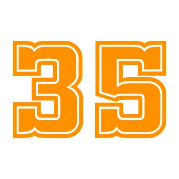 Polep vozidla Startovní číslo 35 typ 5 (06 - oranžová) SAMOLEPKA NA AUTO, NÁLEPKA, FÓLIE, POLEP, TUNING, VLASTNÍ TEXT, TISK, AUTOSAMOLEPKY.cz, POLEPY, OBRÁZEK, LOGO, 3D STICKERS