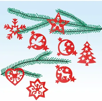 Vánoce Pebaro - ozdoby vánoční dřevěné 8ks