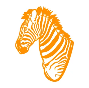 Samolepící dekorace SAMOLEPKA Zebra 001 levá hlava (06 - oranžová) NA AUTO, NÁLEPKA, FÓLIE, POLEP, TUNING, VLASTNÍ TEXT, TISK, AUTOSAMOLEPKY.cz, POLEPY, OBRÁZEK, LOGO, SAMOLEPKY