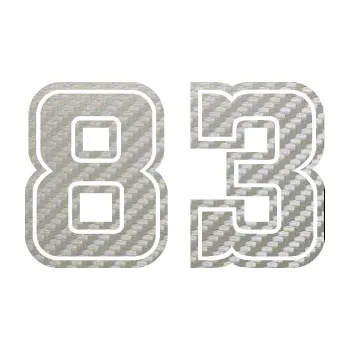 Polep vozidla Startovní číslo 83 typ 5 (52 - 3D karbon stříbrný) SAMOLEPKA NA AUTO, NÁLEPKA, FÓLIE, POLEP, TUNING, VLASTNÍ TEXT, TISK, AUTOSAMOLEPKY.cz, POLEPY, OBRÁZEK, LOGO, 3D STICKERS