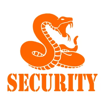 Samolepicí dekorace na vozidlo Security hlídáno - pravá had (73 - Fluorescentní oranžová) SAMOLEPKA NA AUTO, NÁLEPKA, FÓLIE, POLEP, TUNING, VLASTNÍ TEXT, TISK, AUTOSAMOLEPKY.cz, POLEPY, OBRÁZEK, LOGO, 3D STICKERS