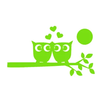 Samolepící dekorace Zamilované sovy pravá na větvičce (04 - zelená kawasaki) SAMOLEPKA NA AUTO, NÁLEPKA, FÓLIE, POLEP, TUNING, VLASTNÍ TEXT, TISK, AUTOSAMOLEPKY.cz, POLEPY, OBRÁZEK, LOGO, 3D STICKERS