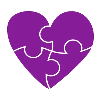 Samolepící dekorace SAMOLEPKA Srdíčko 018 pravá puzzle (14 - fialová) NA AUTO, NÁLEPKA, FÓLIE, POLEP, TUNING, VLASTNÍ TEXT, TISK, AUTOSAMOLEPKY.cz, POLEPY, OBRÁZEK, LOGO, SAMOLEPKY