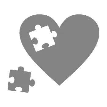 Samolepící dekorace SAMOLEPKA Srdíčko 022 levá vypadlý puzzlík (17 - šedá) NA AUTO, NÁLEPKA, FÓLIE, POLEP, TUNING, VLASTNÍ TEXT, TISK, AUTOSAMOLEPKY.cz, POLEPY, OBRÁZEK, LOGO, SAMOLEPKY