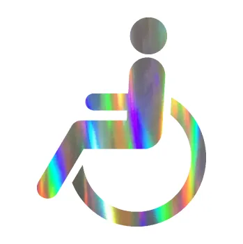 samolepka Vozíčkář 002 invalida - levá (93 - Holografická) SAMOLEPKA NA AUTO, NÁLEPKA, FÓLIE, POLEP, TUNING, VLASTNÍ TEXT, TISK, AUTOSAMOLEPKY.cz, POLEPY, OBRÁZEK, LOGO, 3D STICKERS