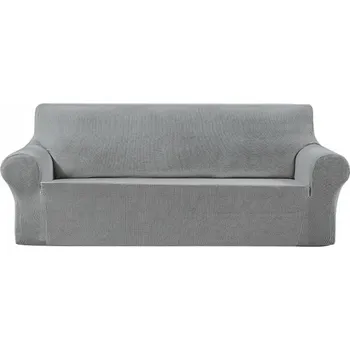 Napínací potah Univerzální napínací potah na pohovku - Světle šedý Fleece, dvoumístná sedačka