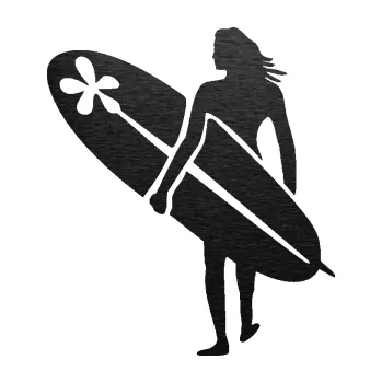 Polep vozidla SAMOLEPKA Surfařka 003 levá (63 - škrábaný kov černý) NA AUTO, NÁLEPKA, FÓLIE, POLEP, TUNING, VLASTNÍ TEXT, TISK, AUTOSAMOLEPKY.cz, POLEPY, OBRÁZEK, LOGO, SAMOLEPKY