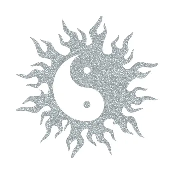 Polep vozidla Tetování 117 Jin a jang (91 - Ultra Metalic stříbrná metalíza) SAMOLEPKA NA AUTO, NÁLEPKA, FÓLIE, POLEP, TUNING, VLASTNÍ TEXT, TISK, AUTOSAMOLEPKY.cz, POLEPY, OBRÁZEK, LOGO, 3D STICKERS