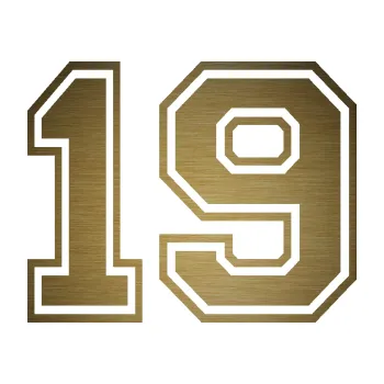 Polep vozidla Startovní číslo 19 typ 4 (64 - škrábaný kov zlatý) SAMOLEPKA NA AUTO, NÁLEPKA, FÓLIE, POLEP, TUNING, VLASTNÍ TEXT, TISK, AUTOSAMOLEPKY.cz, POLEPY, OBRÁZEK, LOGO, 3D STICKERS