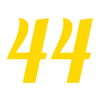 Polep vozidla Startovní číslo 44 typ 3 (13 - jasně žlutá) SAMOLEPKA NA AUTO, NÁLEPKA, FÓLIE, POLEP, TUNING, VLASTNÍ TEXT, TISK, AUTOSAMOLEPKY.cz, POLEPY, OBRÁZEK, LOGO, 3D STICKERS