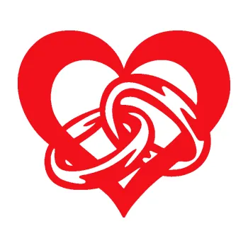 Samolepící dekorace SAMOLEPKA Snubní prstýnky v srdíčku levá (10 - červená) NA AUTO, NÁLEPKA, FÓLIE, POLEP, TUNING, VLASTNÍ TEXT, TISK, AUTOSAMOLEPKY.cz, POLEPY, OBRÁZEK, LOGO, SAMOLEPKY