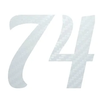 Polep vozidla SAMOLEPKA Startovní číslo 74 typ 3 (51 - 3D karbon bílý) NA AUTO, NÁLEPKA, FÓLIE, POLEP, TUNING, VLASTNÍ TEXT, TISK, AUTOSAMOLEPKY.cz, POLEPY, OBRÁZEK, LOGO, SAMOLEPKY