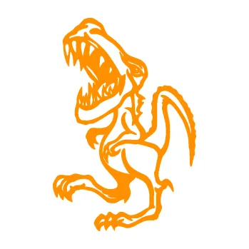 Samolepící dekorace Tyrannosaurus rex 002 levá (06 - oranžová) SAMOLEPKA NA AUTO, NÁLEPKA, FÓLIE, POLEP, TUNING, VLASTNÍ TEXT, TISK, AUTOSAMOLEPKY.cz, POLEPY, OBRÁZEK, LOGO, 3D STICKERS