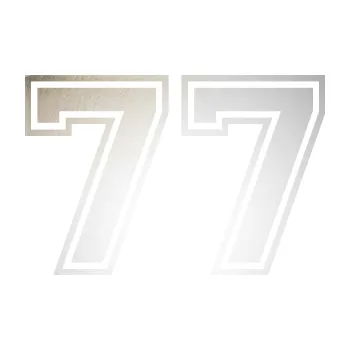Polep vozidla SAMOLEPKA Startovní číslo 77 typ 4 (82 - odrazková reflexní bílá) NA AUTO, NÁLEPKA, FÓLIE, POLEP, TUNING, VLASTNÍ TEXT, TISK, AUTOSAMOLEPKY.cz, POLEPY, OBRÁZEK, LOGO, SAMOLEPKY