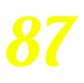 Polep vozidla Startovní číslo 87 typ 3 (70 - Fluorescentní žlutá) SAMOLEPKA NA AUTO, NÁLEPKA, FÓLIE, POLEP, TUNING, VLASTNÍ TEXT, TISK, AUTOSAMOLEPKY.cz, POLEPY, OBRÁZEK, LOGO, 3D STICKERS