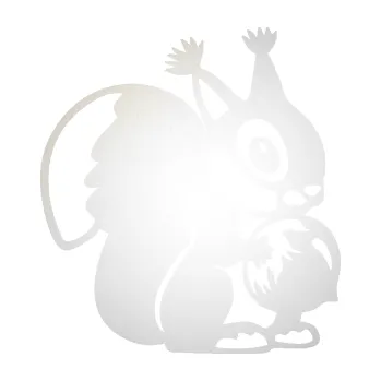 Samolepící dekorace SAMOLEPKA Veverka 003 pravá s oříškem (82 - odrazková reflexní bílá) NA AUTO, NÁLEPKA, FÓLIE, POLEP, TUNING, VLASTNÍ TEXT, TISK, AUTOSAMOLEPKY.cz, POLEPY, OBRÁZEK, LOGO, SAMOLEPKY