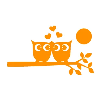Samolepící dekorace Zamilované sovy pravá na větvičce (06 - oranžová) SAMOLEPKA NA AUTO, NÁLEPKA, FÓLIE, POLEP, TUNING, VLASTNÍ TEXT, TISK, AUTOSAMOLEPKY.cz, POLEPY, OBRÁZEK, LOGO, 3D STICKERS