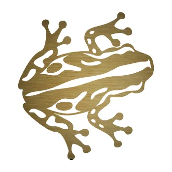 Samolepící dekorace Žába 002 pravá (64 - škrábaný kov zlatý) SAMOLEPKA NA AUTO, NÁLEPKA, FÓLIE, POLEP, TUNING, VLASTNÍ TEXT, TISK, AUTOSAMOLEPKY.cz, POLEPY, OBRÁZEK, LOGO, 3D STICKERS