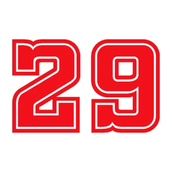 Polep vozidla SAMOLEPKA Startovní číslo 29 typ 5 (10 - červená) NA AUTO, NÁLEPKA, FÓLIE, POLEP, TUNING, VLASTNÍ TEXT, TISK, AUTOSAMOLEPKY.cz, POLEPY, OBRÁZEK, LOGO, SAMOLEPKY