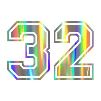 Polep vozidla Startovní číslo 32 typ 4 (93 - Holografická) SAMOLEPKA NA AUTO, NÁLEPKA, FÓLIE, POLEP, TUNING, VLASTNÍ TEXT, TISK, AUTOSAMOLEPKY.cz, POLEPY, OBRÁZEK, LOGO, 3D STICKERS