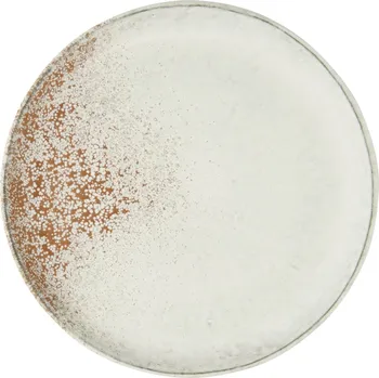 Talíř MADAM STOLTZ Keramický talíř White/Orange Ø 21 cm