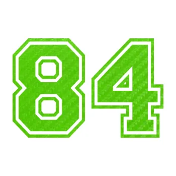 Polep vozidla Startovní číslo 84 typ 4 (58 - 3D karbon zelený kawasaki) SAMOLEPKA NA AUTO, NÁLEPKA, FÓLIE, POLEP, TUNING, VLASTNÍ TEXT, TISK, AUTOSAMOLEPKY.cz, POLEPY, OBRÁZEK, LOGO, 3D STICKERS