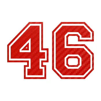 Polep vozidla Startovní číslo 46 typ 4 (53 - 3D karbon červený) SAMOLEPKA NA AUTO, NÁLEPKA, FÓLIE, POLEP, TUNING, VLASTNÍ TEXT, TISK, AUTOSAMOLEPKY.cz, POLEPY, OBRÁZEK, LOGO, 3D STICKERS