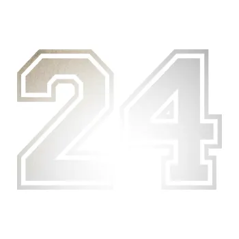 Polep vozidla SAMOLEPKA Startovní číslo 24 typ 4 (82 - odrazková reflexní bílá) NA AUTO, NÁLEPKA, FÓLIE, POLEP, TUNING, VLASTNÍ TEXT, TISK, AUTOSAMOLEPKY.cz, POLEPY, OBRÁZEK, LOGO, SAMOLEPKY