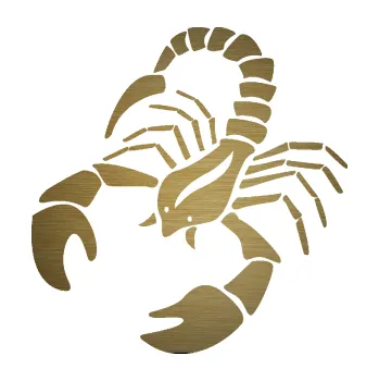 Samolepící dekorace Štír zvěrokruh 005 levá (64 - škrábaný kov zlatý) SAMOLEPKA NA AUTO, NÁLEPKA, FÓLIE, POLEP, TUNING, VLASTNÍ TEXT, TISK, AUTOSAMOLEPKY.cz, POLEPY, OBRÁZEK, LOGO, 3D STICKERS