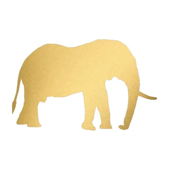 Samolepící dekorace Slon 001 pravá (43 - zlatá metalíza) SAMOLEPKA NA AUTO, NÁLEPKA, FÓLIE, POLEP, TUNING, VLASTNÍ TEXT, TISK, AUTOSAMOLEPKY.cz, POLEPY, OBRÁZEK, LOGO, 3D STICKERS